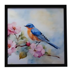 Bluebird Framed Metal Print Bathroom, Kitchen, Office, Home Decor Wall Art Ready to Hang, Square, 8X8