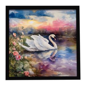 Swan Framed Metal Print Bathroom, Kitchen, Office, Home Decor Wall Art Ready to Hang, Square, 8X8