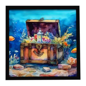 Treasure Chest Framed Metal Print Bathroom, Kitchen, Office, Home Decor Wall Art Ready to Hang, Square, 8X8
