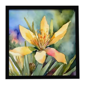 New Mexico Yucca Flower in Watercolor Framed Metal Print Bathroom, Kitchen, Office, Home Decor Wall Art Ready to Hang, Square, 8X8