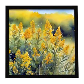 Nebraska Goldenrod in Watercolor Framed Metal Print Bathroom, Kitchen, Office, Home Decor Wall Art Ready to Hang, Square, 8X8