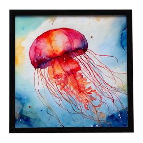 Jellyfish Framed Metal Print Bathroom, Kitchen, Office, Home Decor Wall Art Ready to Hang, Square, 8X8