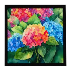 Hydrangeas in Watercolor Framed Metal Print Bathroom, Kitchen, Office, Home Decor Wall Art Ready to Hang, Square, 8X8 (Default: Default)