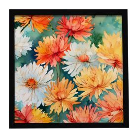 Chrysanthemums in Watercolor Framed Metal Print Bathroom, Kitchen, Office, Home Decor Wall Art Ready to Hang, Square, 8X8 (Default: Default)